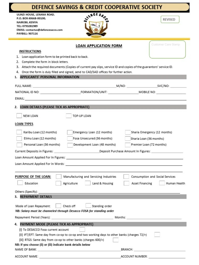 Loan Application Form | PDF | Loans | Banks