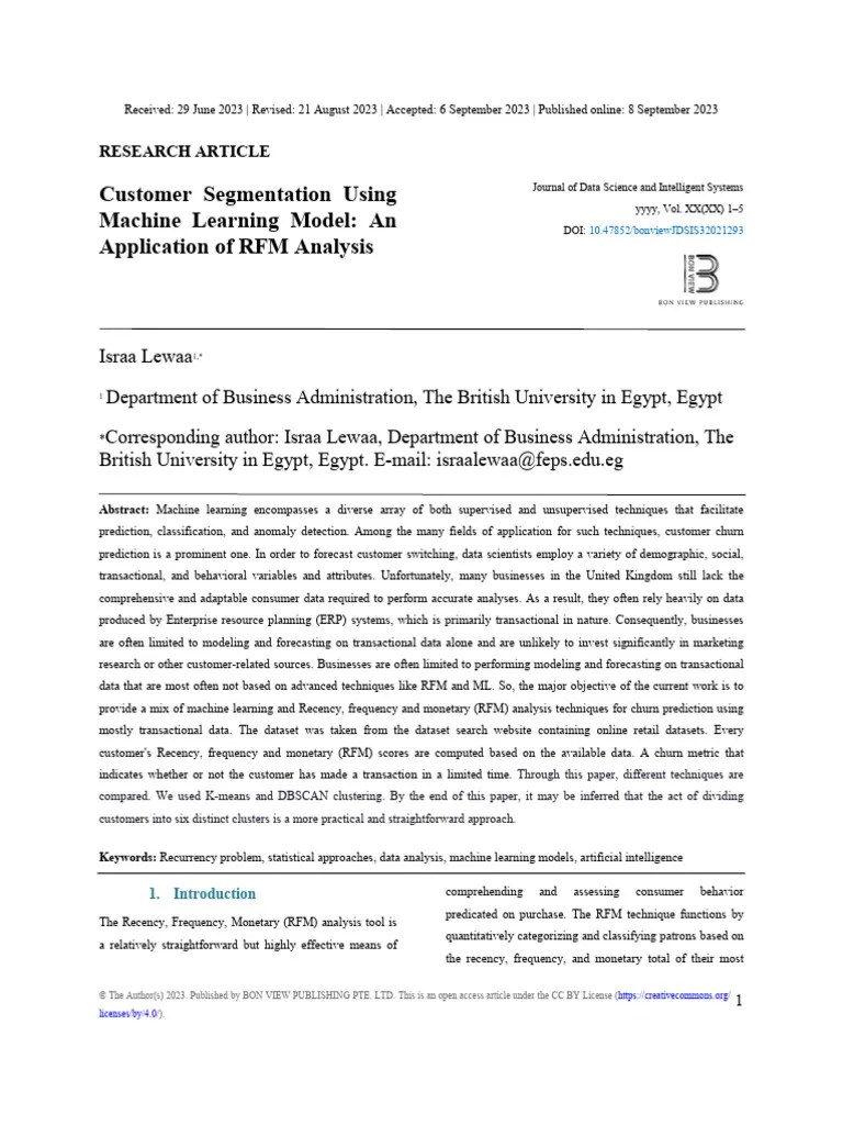 Customer Segmentation Using Machine Learning Model | PDF | Cluster ...