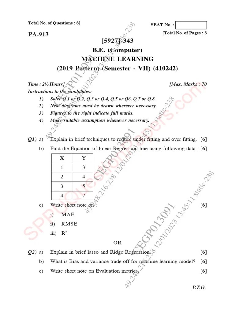 Be - Computer Engineering - Semester 7 - 2022 - November - Machine ...