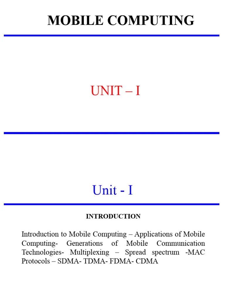 Unit 1 | PDF | Wireless Lan | Channel Access Method