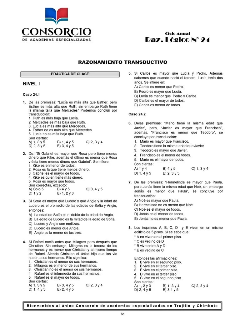 Raz. Logico (24) Razonamiento Transductivo 61 - 64 | PDF | Rubio