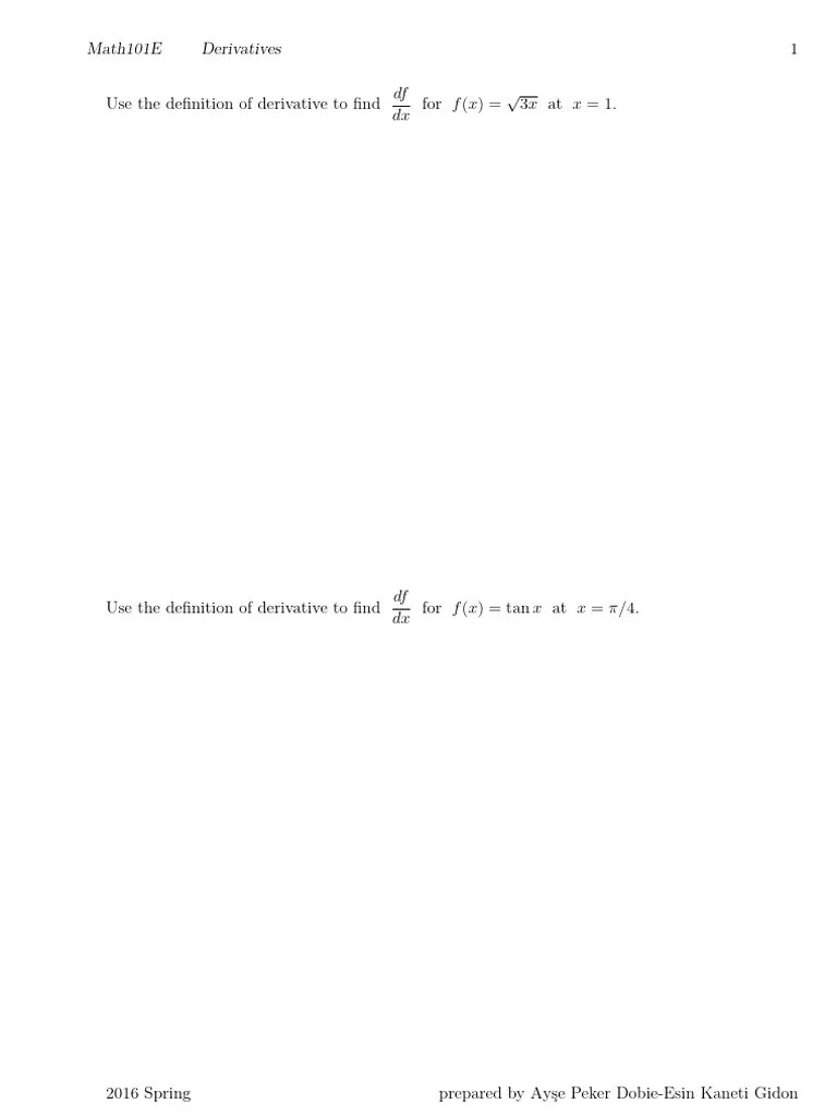 MAT101E Derivatives | PDF | Differential Equations | Elementary Mathematics