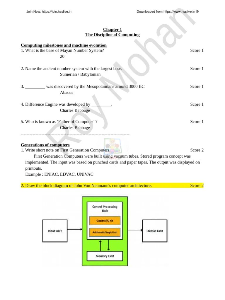 Hsslive Pyq Cs Xi | PDF | Computer Data Storage | Random Access Memory