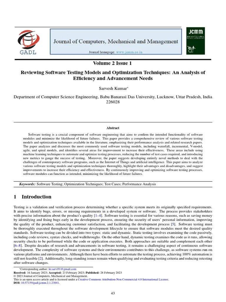 Reviewing Software Testing Models And Optimization Techniques | PDF ...