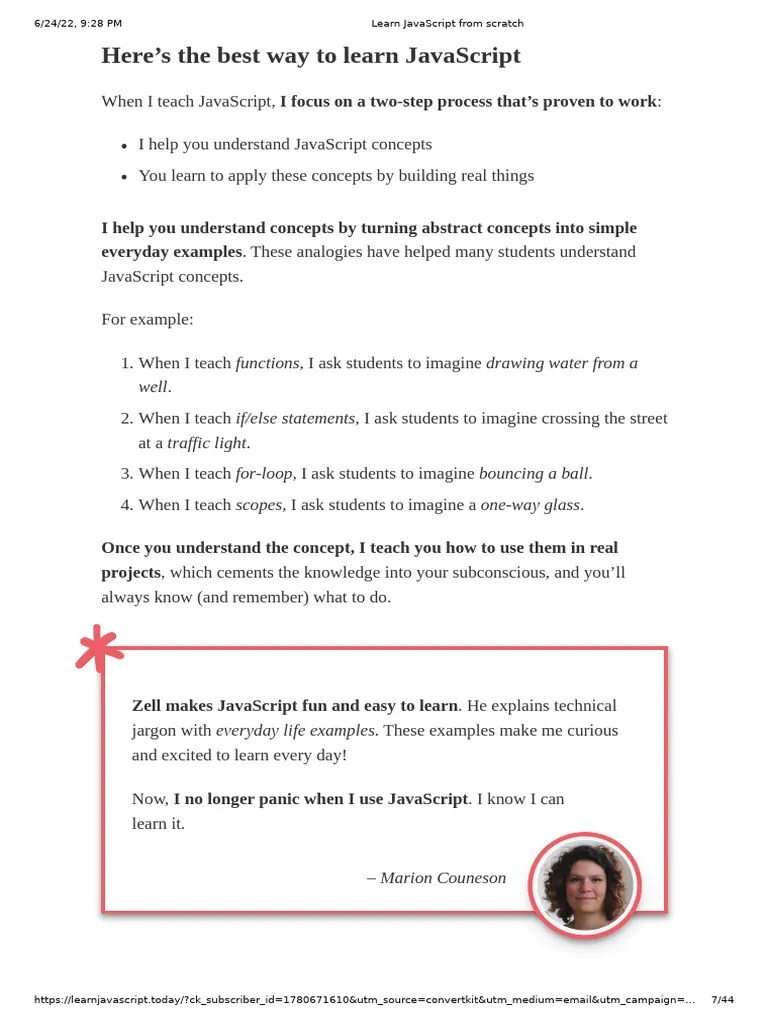 Learn JavaScript From Scratch | PDF | Object Oriented Programming ...