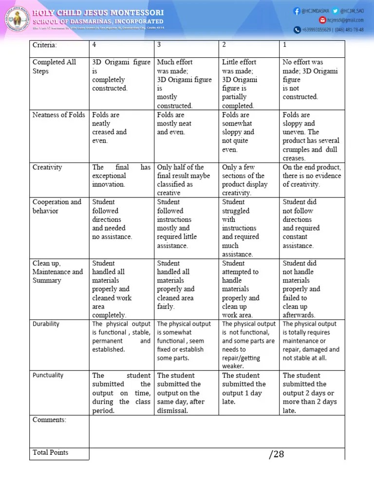 3D-Origami Rubric | PDF | Origami