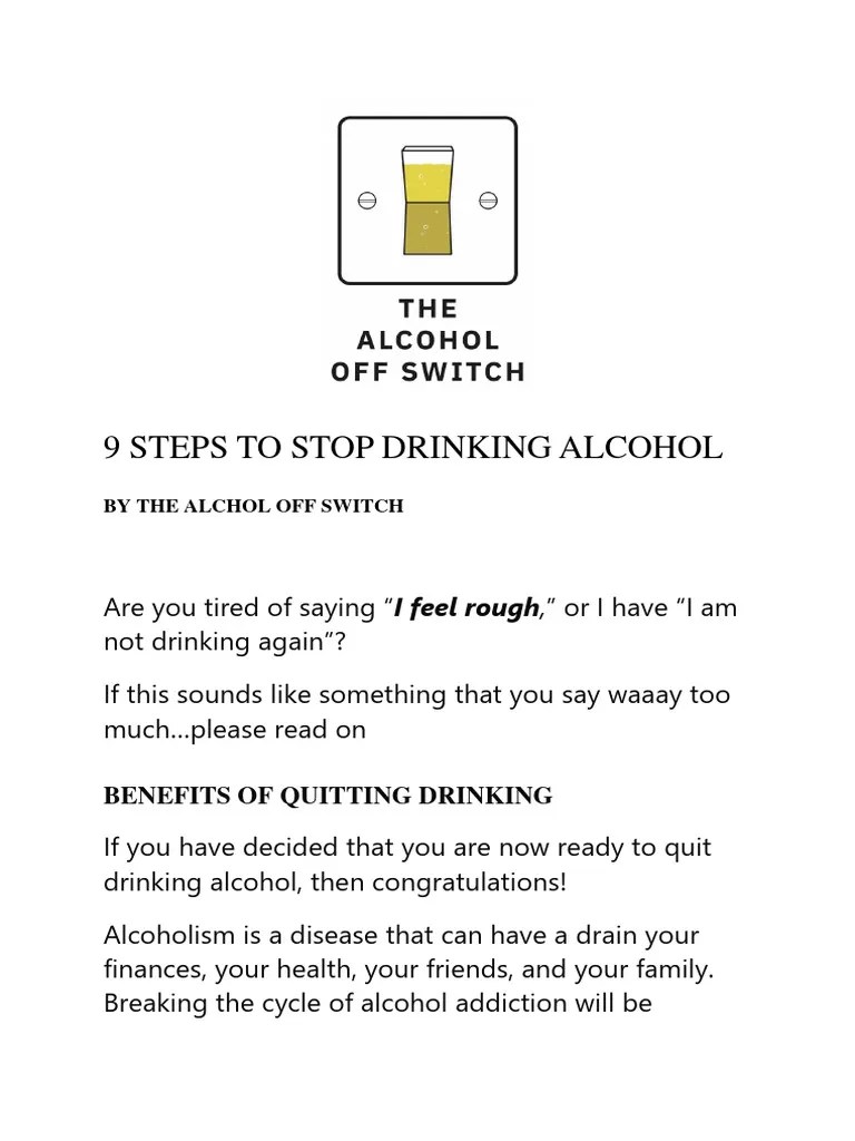 9 Steps To Stop Drinking Alcohol | PDF | Alcoholic Beverages