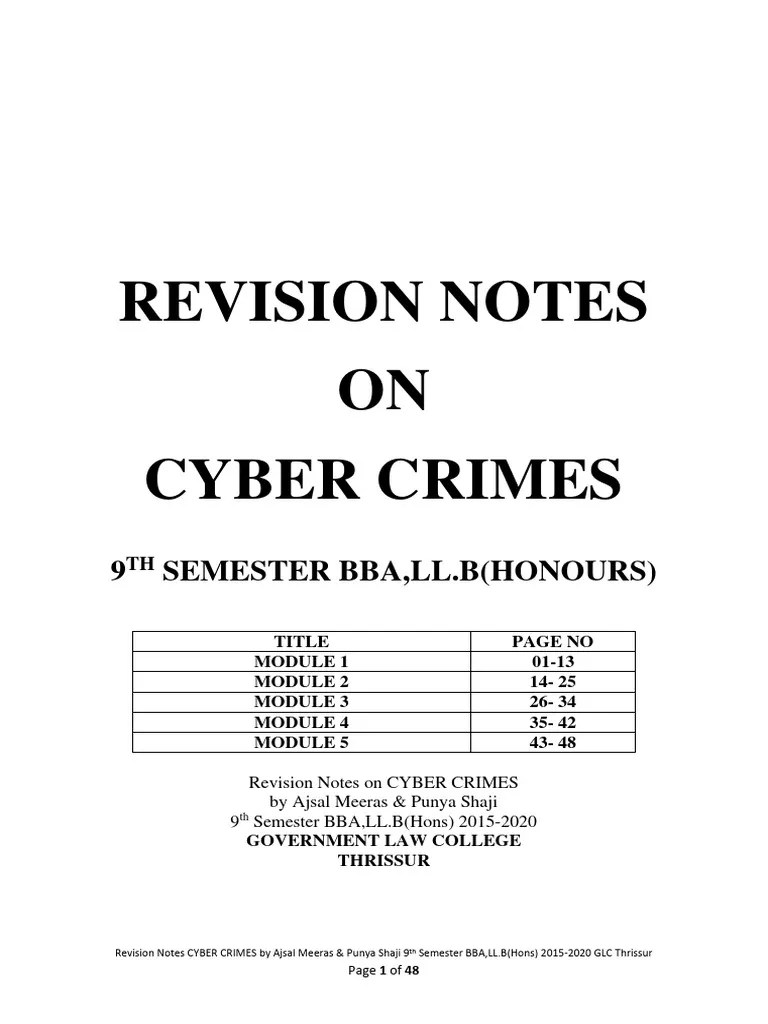 Cyber Crime Notes Ajsal Punya | PDF | Cryptography | Phishing
