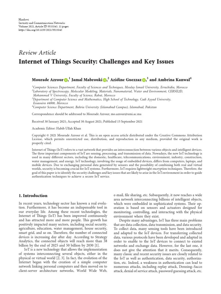Internet Of Things Security Challenges And Key Iss | PDF | Internet Of ...