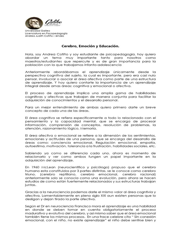 Aprendizaje Cognitivo Y Afectivo | PDF | Las Emociones | Aprendizaje