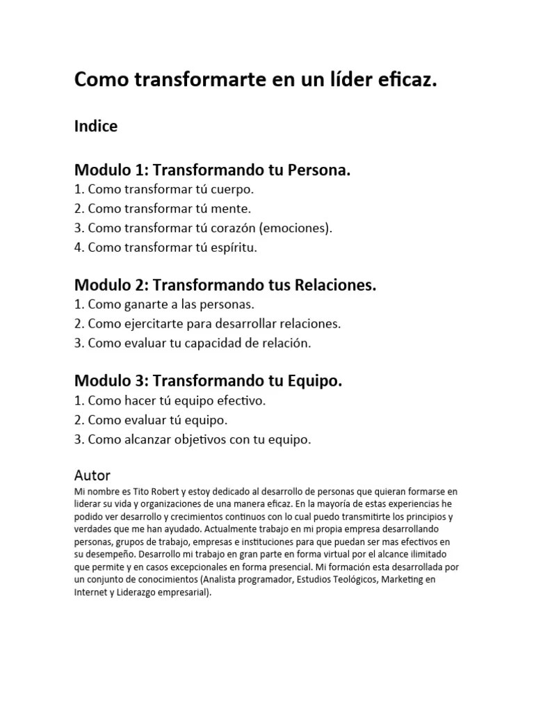 Como Transformarte En Un Líder Eficaz | PDF | Mente | Liderazgo