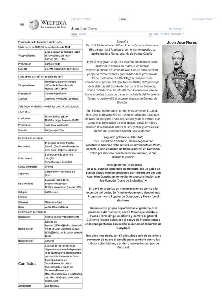 Biografia De Juan Jose Flores | PDF