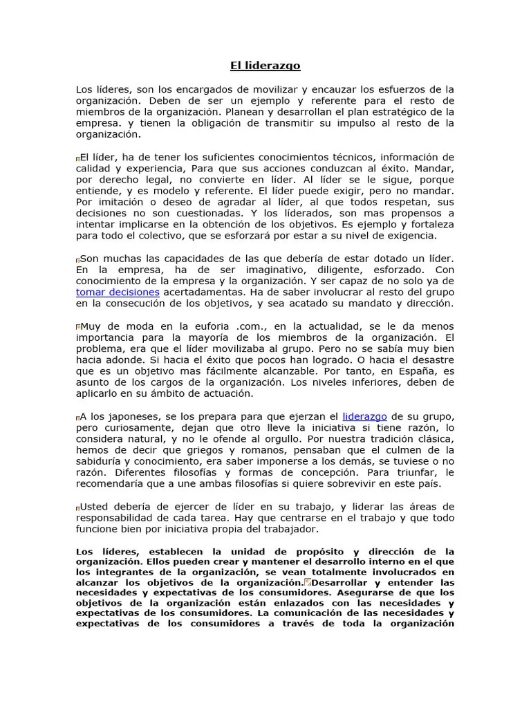 El Liderazgo | PDF | Business | Calidad (comercial)