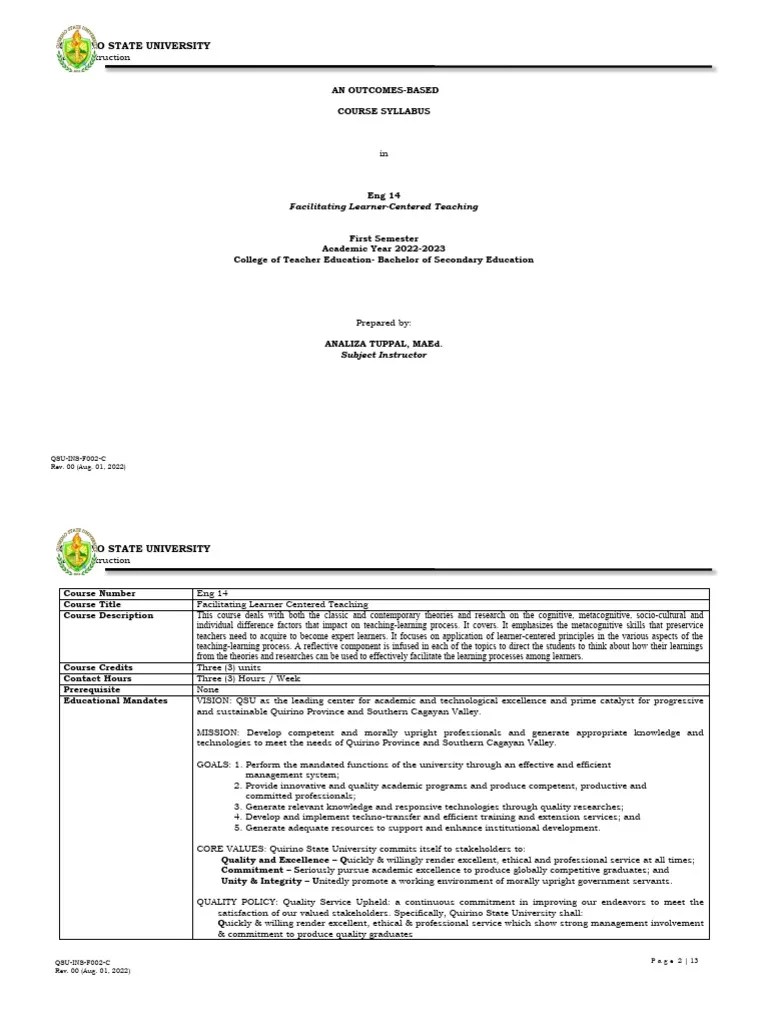 Facilitating Learner Centered Teaching | PDF | Learning ...