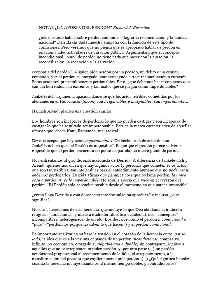 NOTAS APORIA DEL PERDON | PDF | Perdón | Hannah Arendt