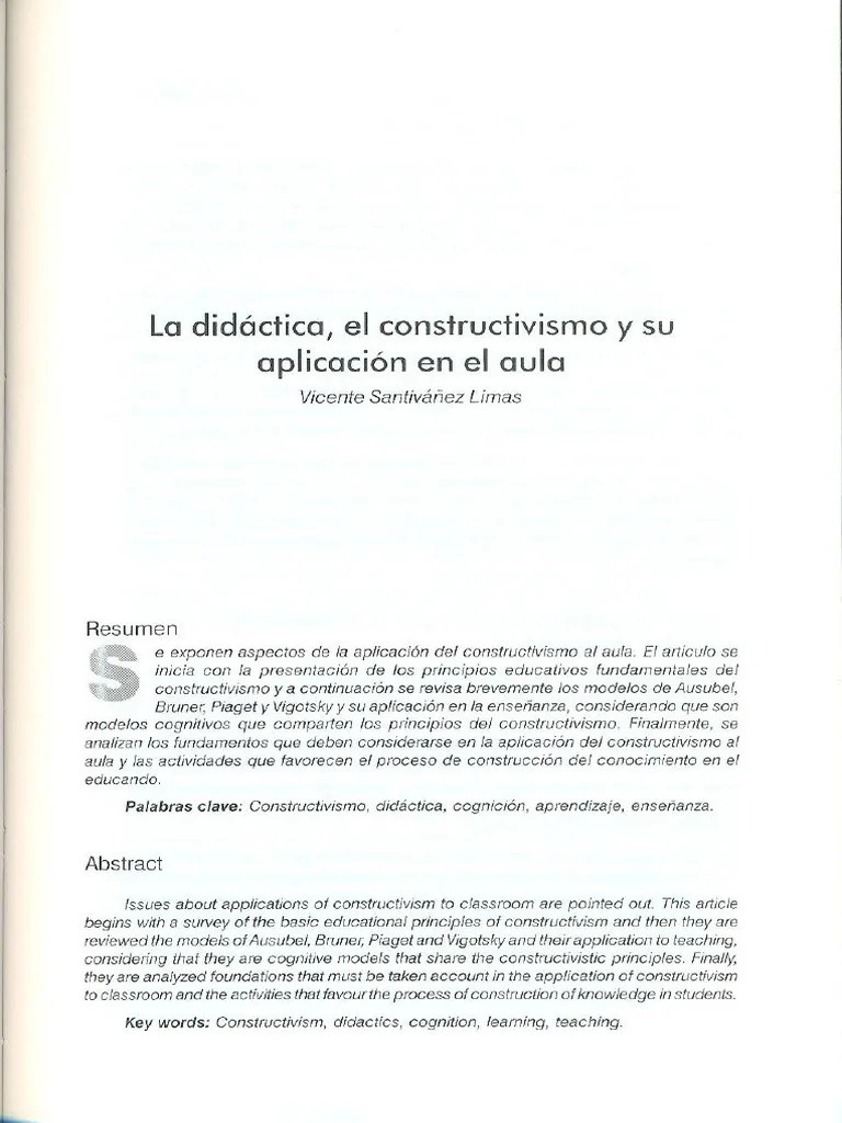 La Didactica El Constructivismo Y Su Aplicacion En El Aula | PDF