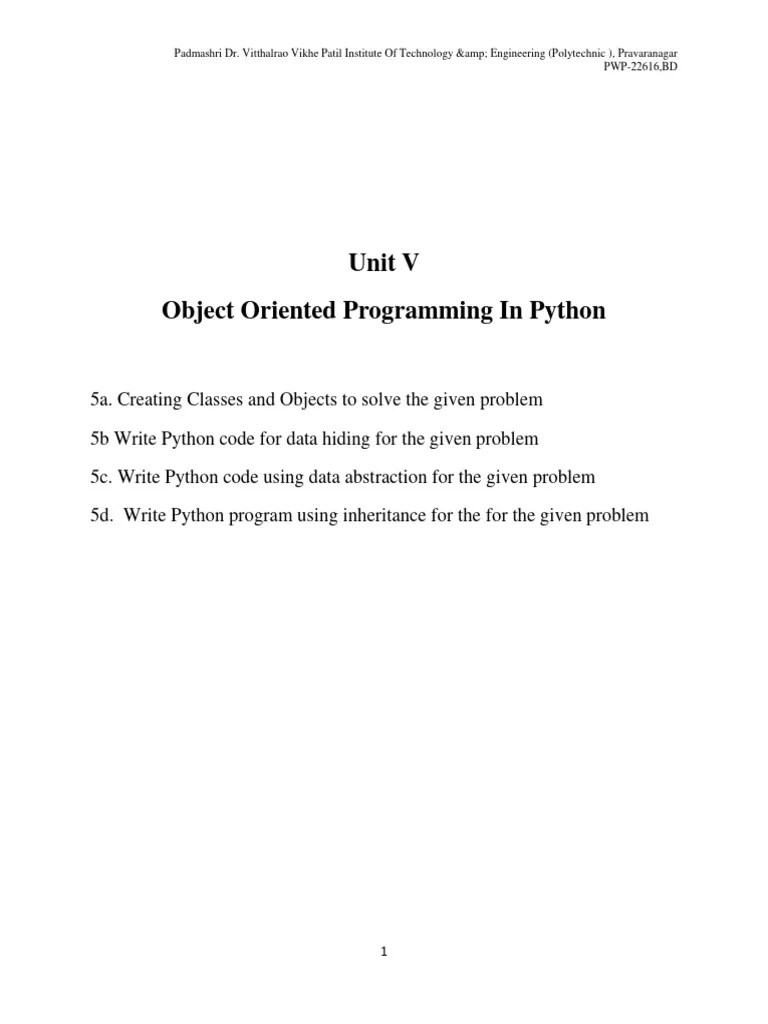 5 Object Oriented Programming In Python | PDF | Object Oriented ...