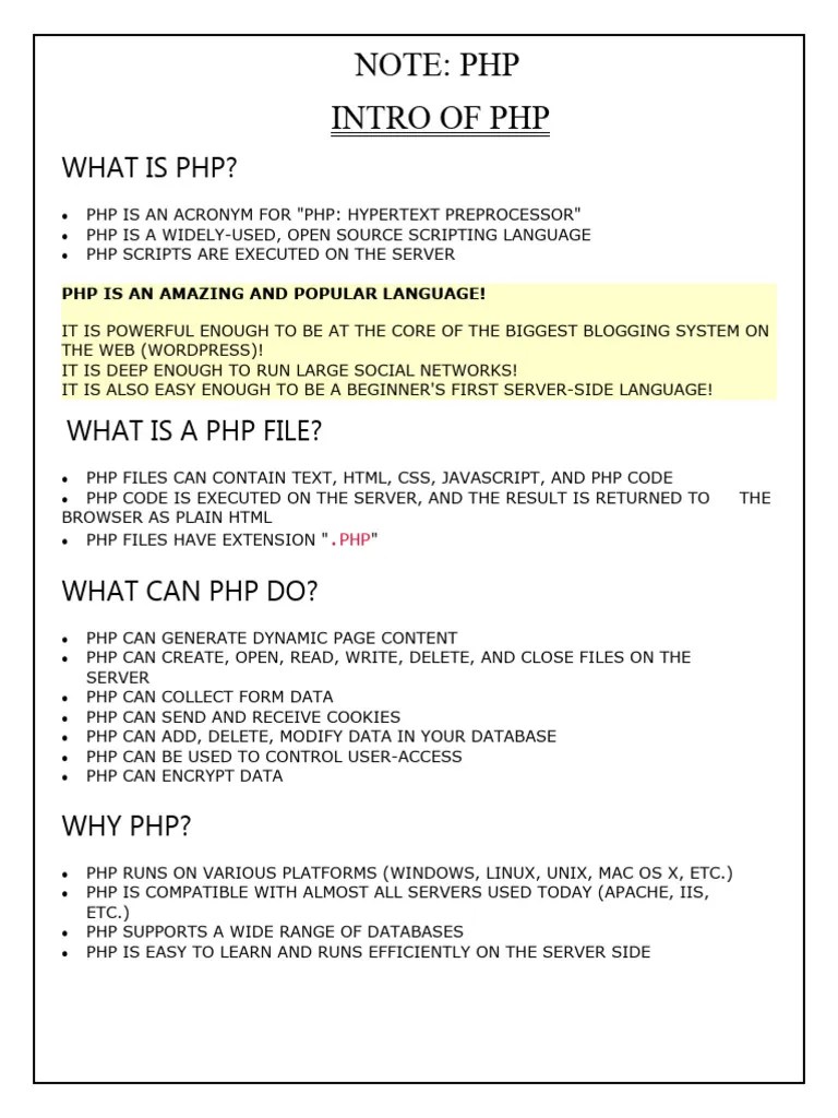 Php-Note !! | PDF | Php | Data Type