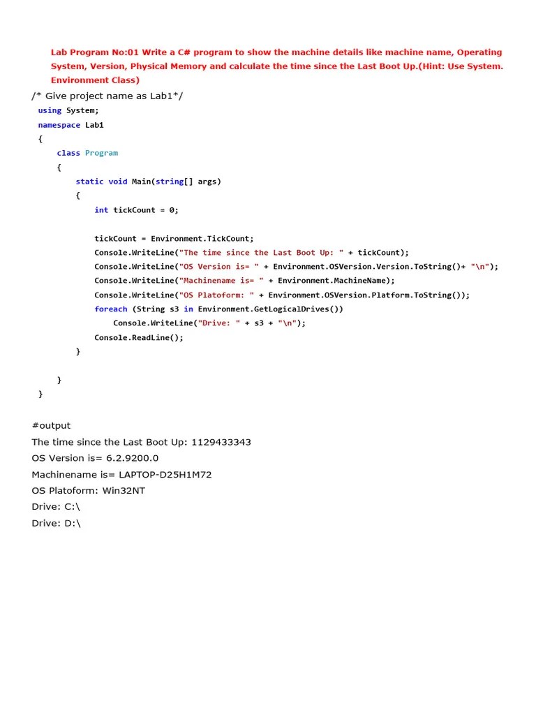 C# Lab BCA III Sem-2 | PDF | C Sharp (Programming Language) | Automated ...