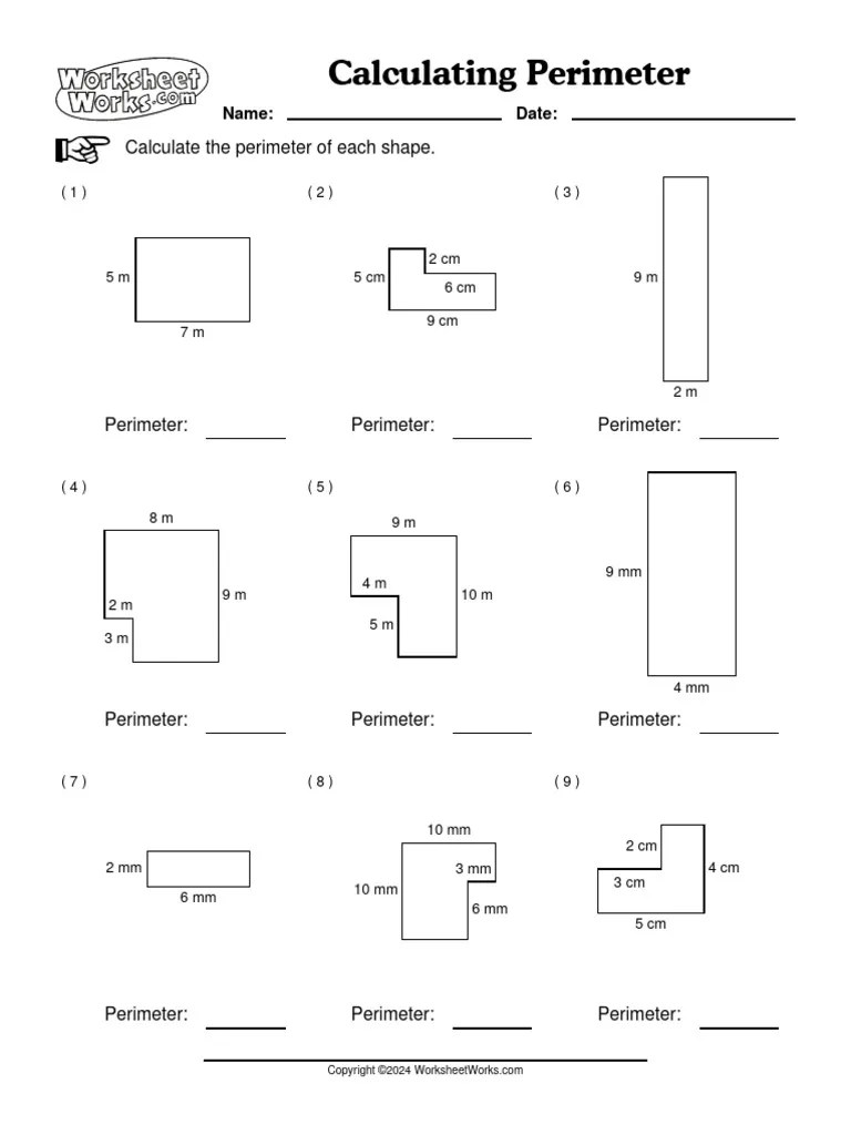 WorksheetWorks Calculating Perimeter | PDF | Elementary Geometry | Euclidean Geometry