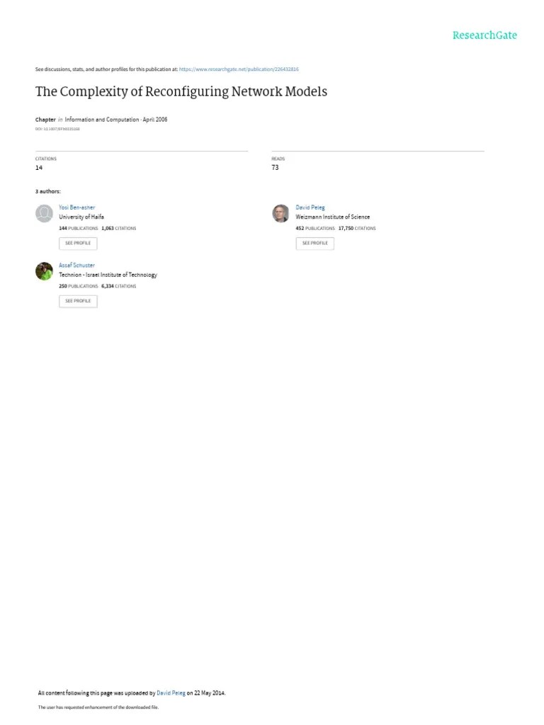 The_Complexity_of_Reconfiguring_Network_Models | PDF | Computational ...