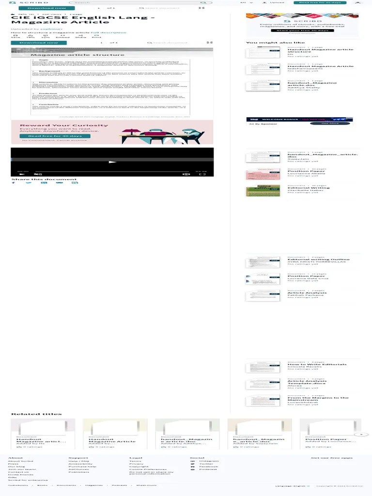 CIE IGCSE English Lang - Magazine Article PDF Reason Semiotics | PDF ...