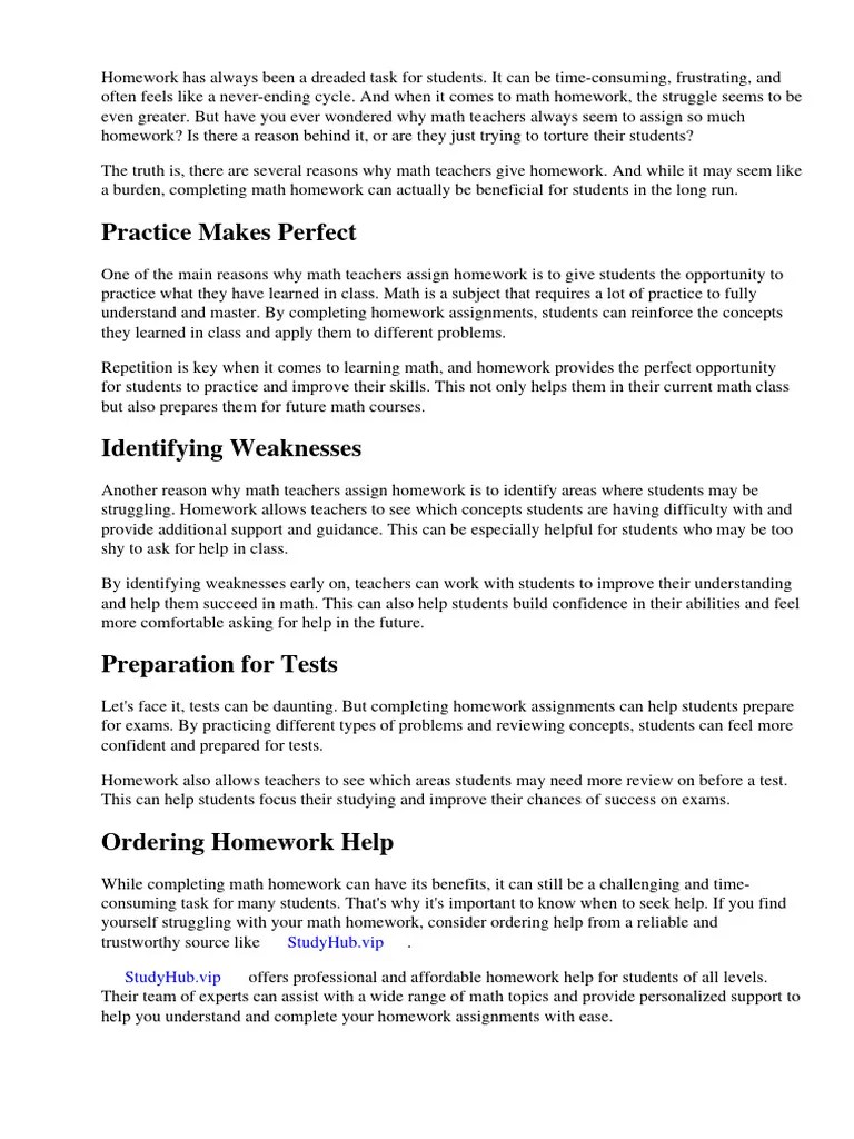 Why Do Math Teachers Always Give Homework | PDF | Homework | Teachers