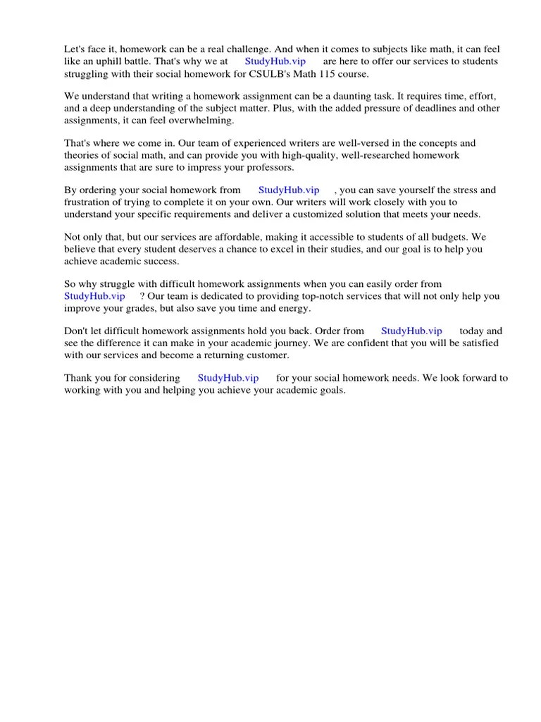 Social Homework Csulb Math 115 | PDF | Mathematics | Homework