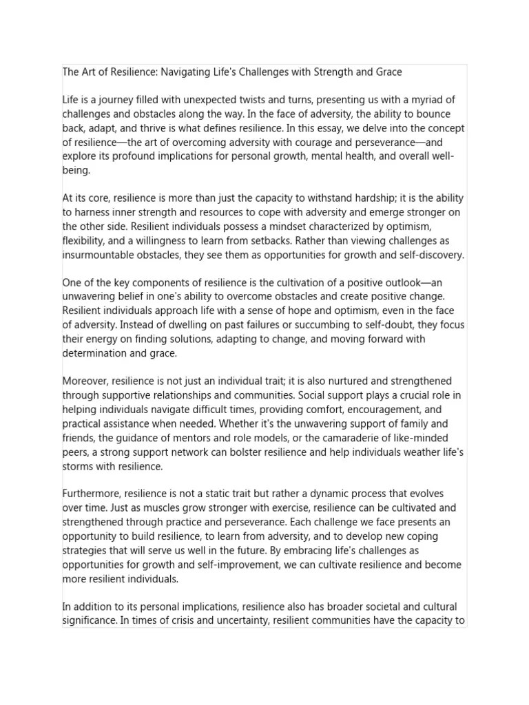The Art Of Resilience | PDF | Psychological Resilience | Change