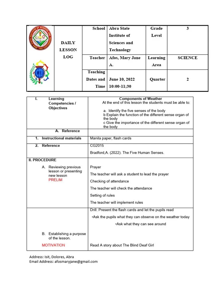 Lesson Plan | PDF | Senses | Neuroscience