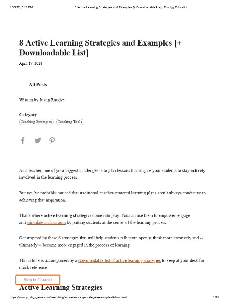 8 Active Learning Strategies And Examples (+ Downloadable List ...