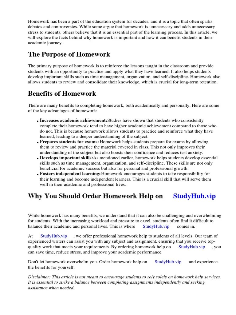 Why Is Homework Important Facts | PDF | Homework | Learning