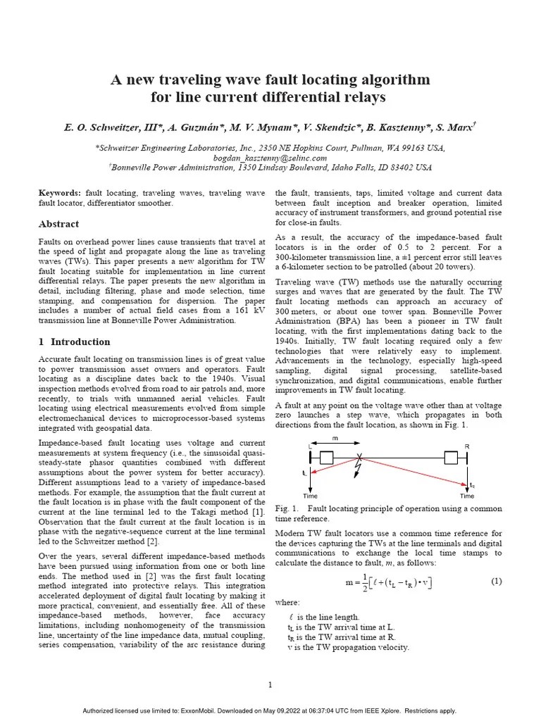 A New Traveling Wave Fault Locating Algorithm For Line Current ...