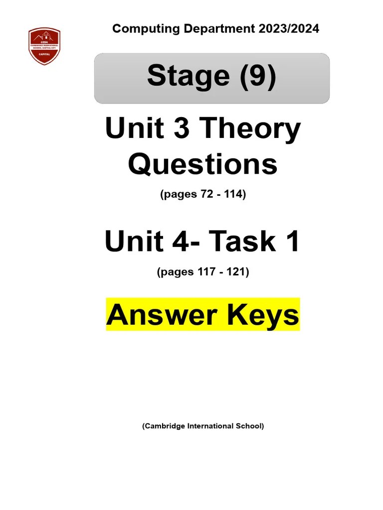 Answer Keys Computing Grade 9 Unit 3 4 Task 1 Theory Questions | PDF ...