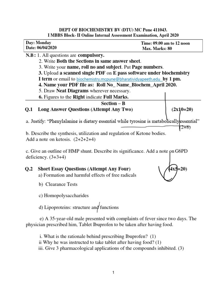 Biochemistry Block II April 2020 | PDF | Biochemistry | Chemistry