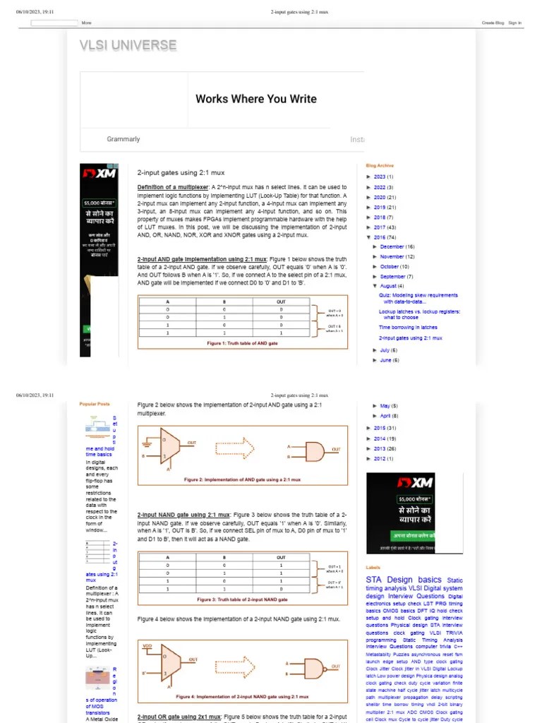 2-Input Gates Using 2 - 1 Mux | PDF | Logic Gate | Electronic Design