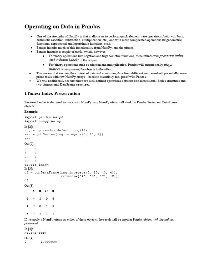 2.3 Operations In Pandas | PDF | Computer Programming | Computing