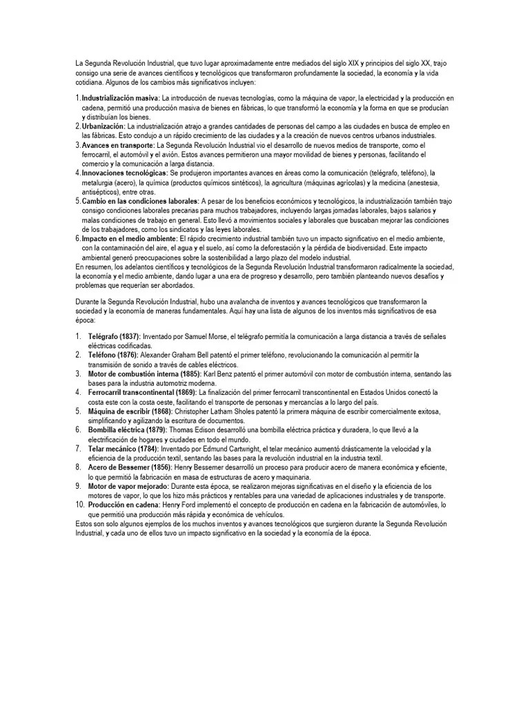 La Segunda Revolución Industrial | Descargar Gratis PDF | Revolución ...