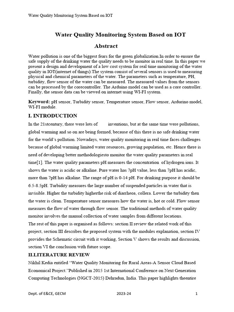Water Quality Monitoring System Based On IOT | PDF | Internet Of Things ...