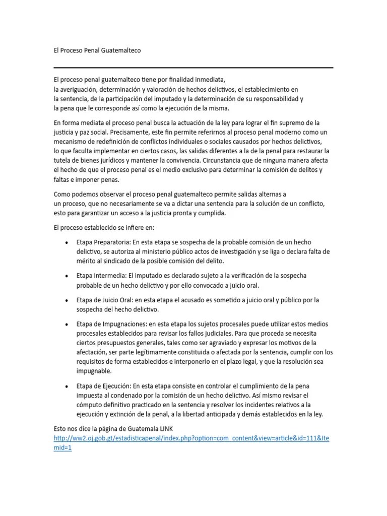 El Proceso Penal Guatemalteco | PDF | Sentencia (ley) | Guatemala