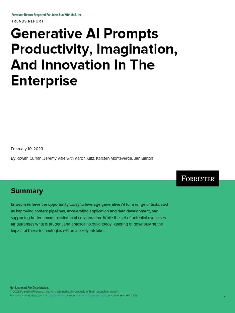 Generative AI Prompts Productivity, Imagination, And Innovation In The ...