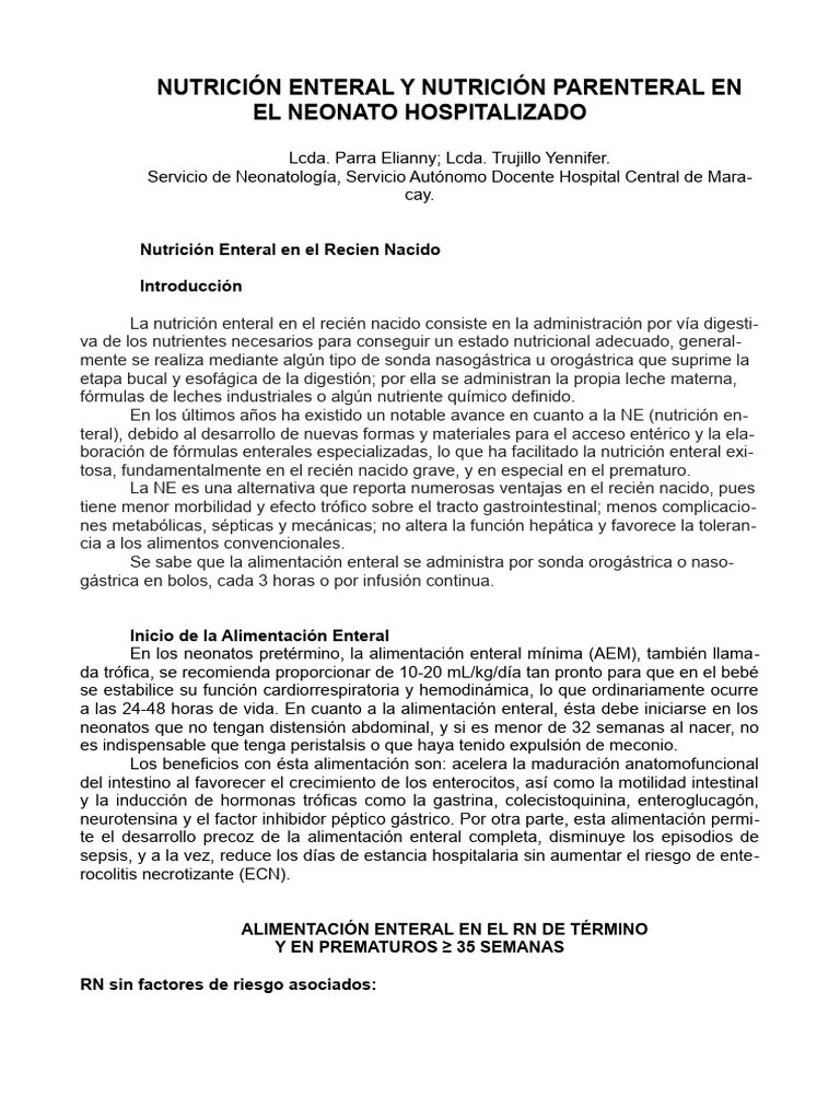 Nutrición Enteral Y Nutrición Parenteral | PDF | Leche | Infantes