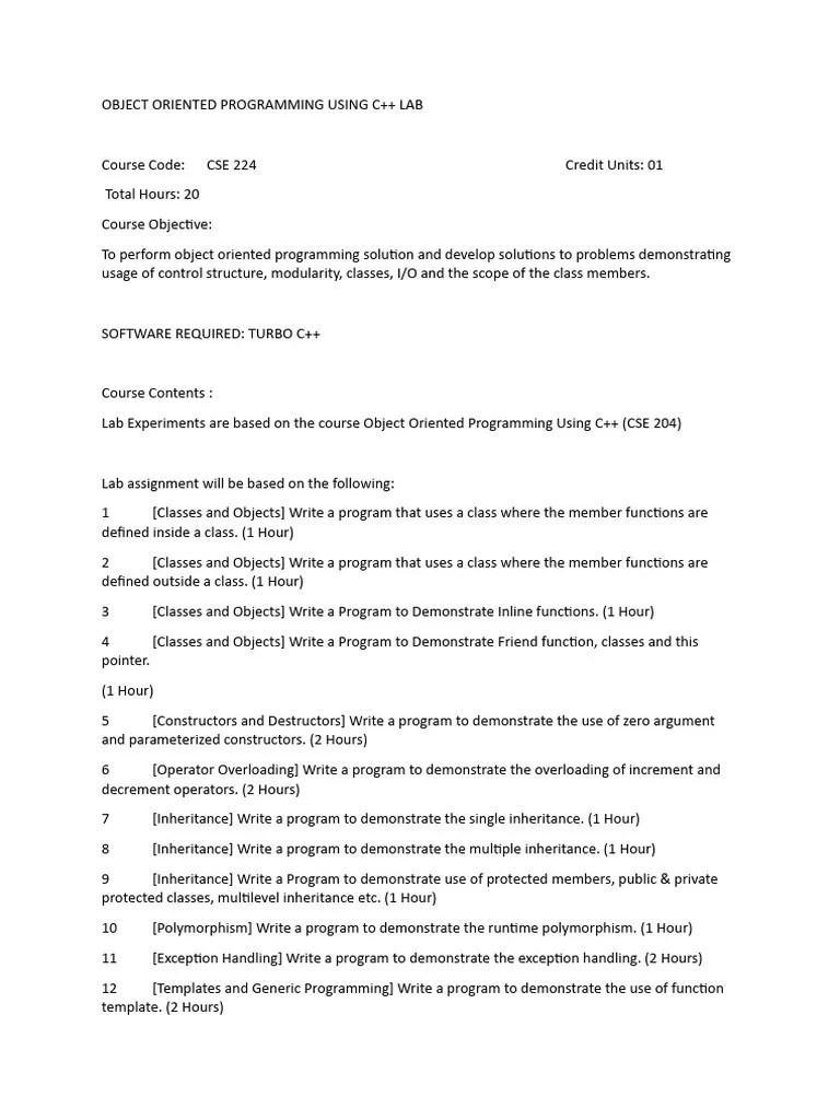 Syllabus | PDF | C++ | Method (Computer Programming)