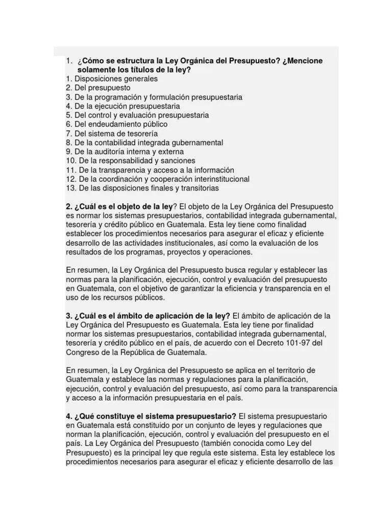 Laboratorio Sobre La Ley Orgánica Del Presupuesto | PDF | Presupuesto ...