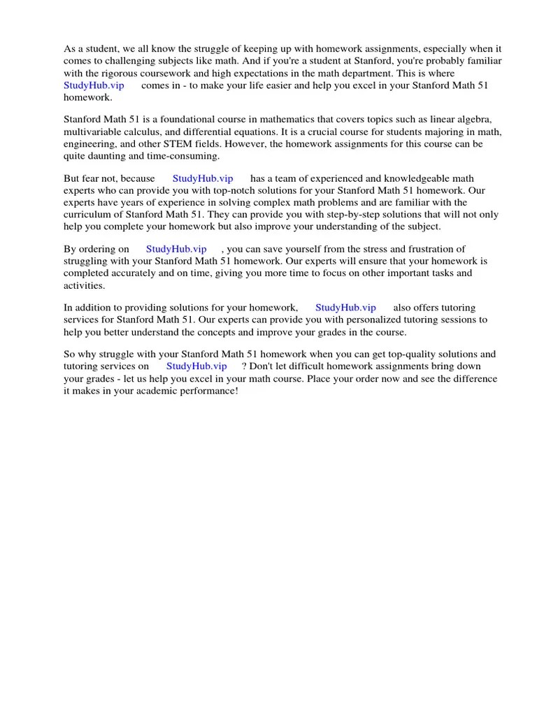 Stanford Math 51 Homework Solutions | PDF | Mathematics | Privacy