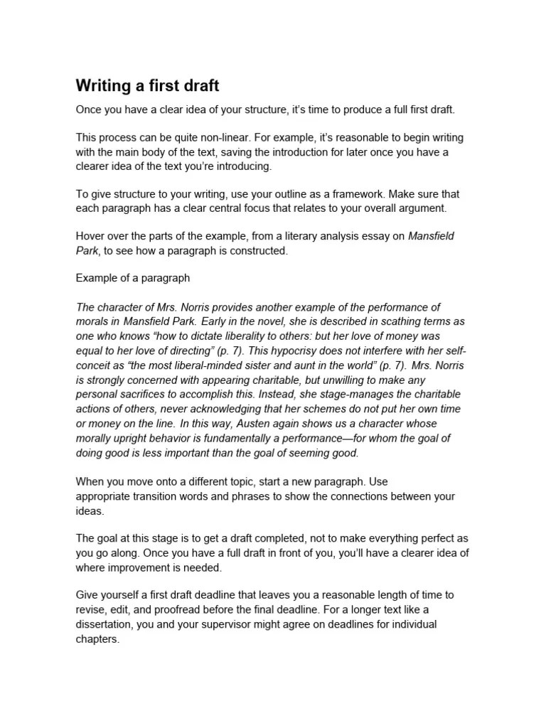 Writing A First Draft | PDF | Mansfield Park | Cognition