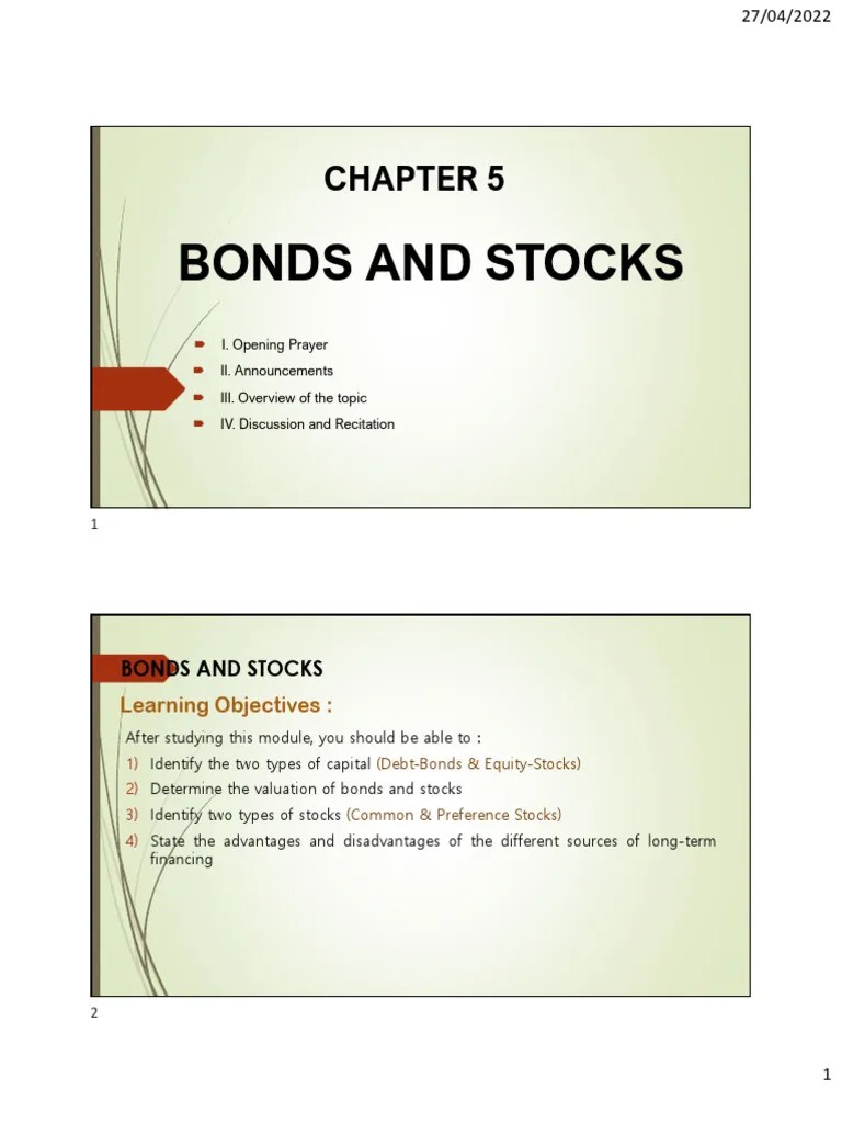Chapter 5 - Bonds And Stocks-1 | PDF | Bonds (Finance) | Preferred Stock