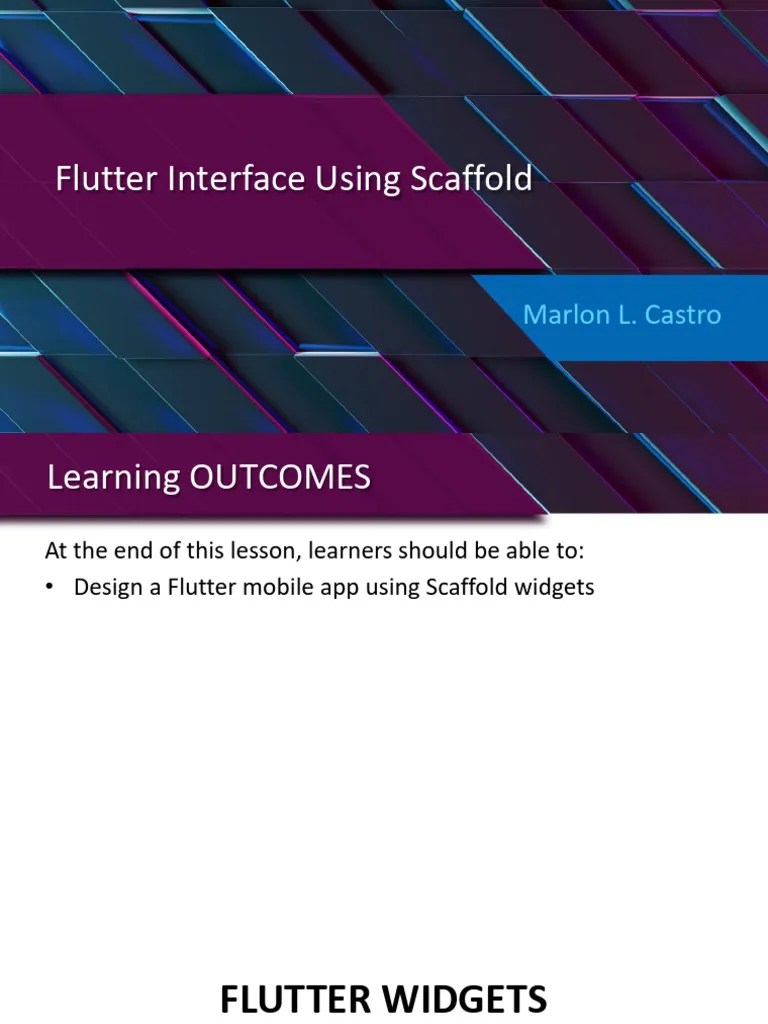 Flutter User Interface Using Scaffolds | PDF | Mobile App | Icon ...