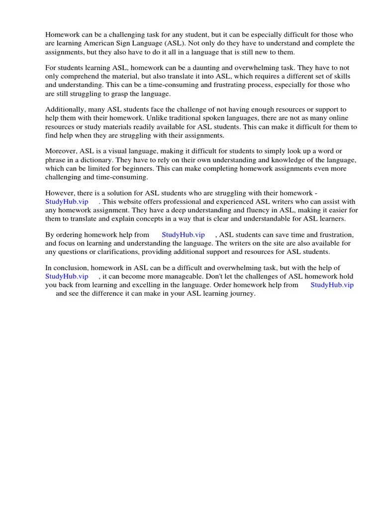 Homework In Asl | PDF | American Sign Language | Homework