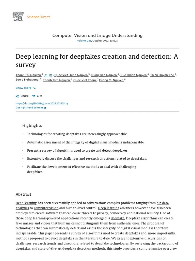 Deep Learning For Deepfakes Creation And Detection - A Survey ...